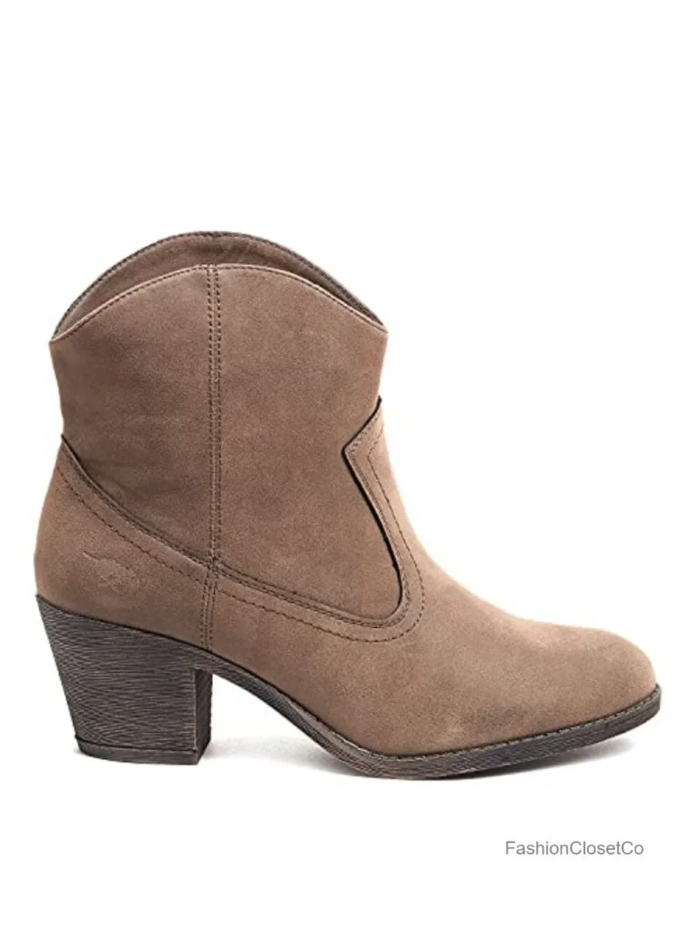 Ankle Western Boot with Stacked Heel and Cushioned Footbed